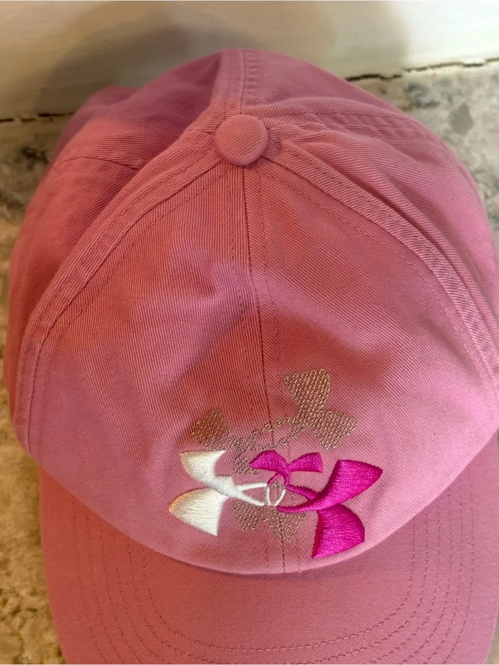 Under Armour Kids Pink Baseball Hat with Embroidered Logos